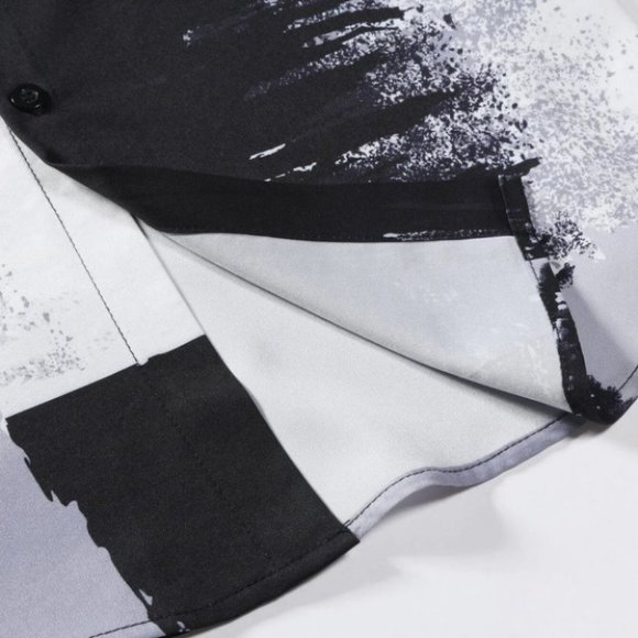 White Casul Men's Colorblock Shirt Without Tee - Picture 6 of 8